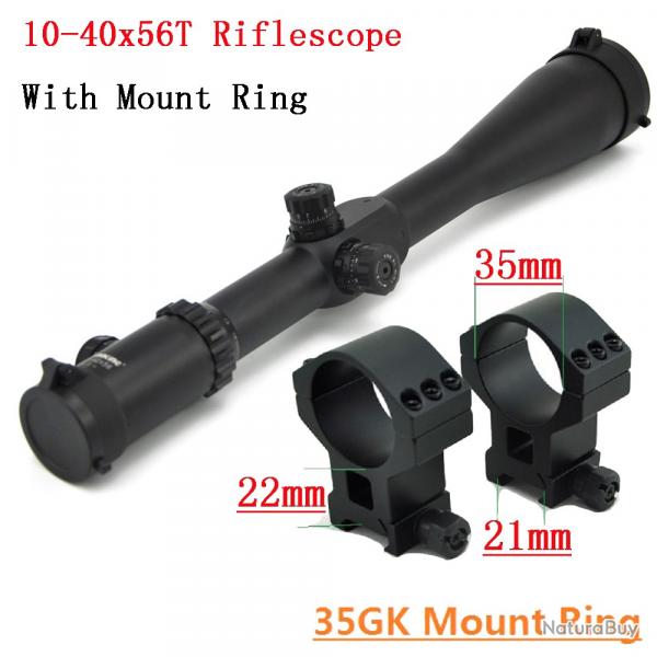 Visionking-Lunette de vise de chasse, 35mm 10-40x56T Sight -**With 21mm Ring LIVRAISON GRATUITE
