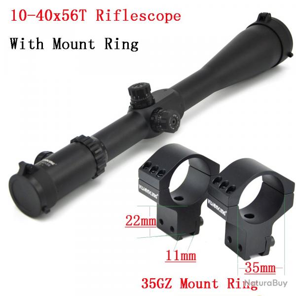 Visionking-Lunette de vise de chasse, 35mm 10-40x56T Sight -**With 11mm Ring LIVRAISON GRATUITE