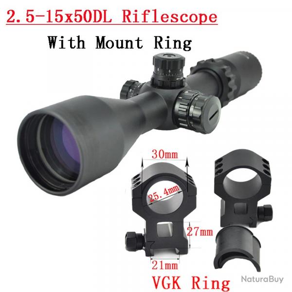 Visionking Long Eye Instituts 2.5-15x50, Lunette de html, Tube de 30mm -**With 21mm High Ring