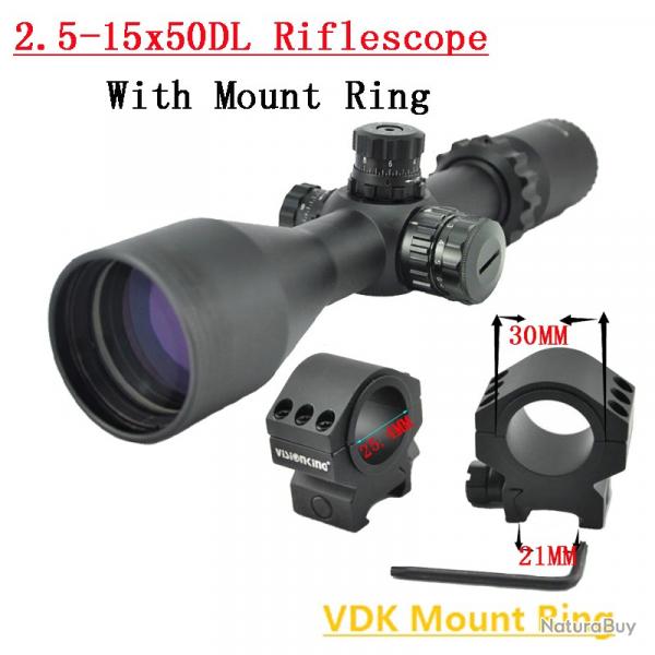 Visionking Long Eye Instituts 2.5-15x50, Lunette de html, Tube de 30mm -**With 21mm Low Ring