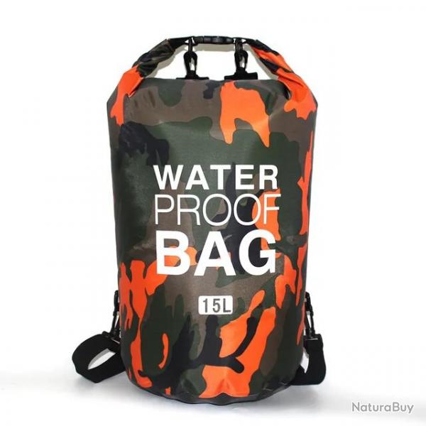 SAC  DOS TANCHE 15L - DRY BAG - ORANGE - LIVRAISON GRATUITE