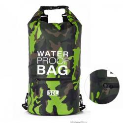 SAC À DOS ÉTANCHE 30L + POCHE EXTERNE ZIP - DRY BAG - VERT - LIVRAISON GRATUITE