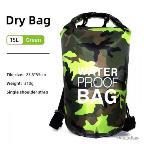 SAC TANCHE BATEAU/MOTO 15L - DRY BAG - VERT - LIVRAISON GRATUITE