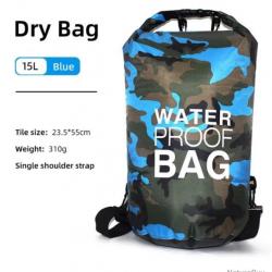 SAC ÉTANCHE BATEAU/MOTO 15L - DRY BAG - BLEU CLAIR - LIVRAISON GRATUITE