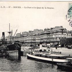 CPA- ROUEN -Le Port et le Quai de la Bourse N°243