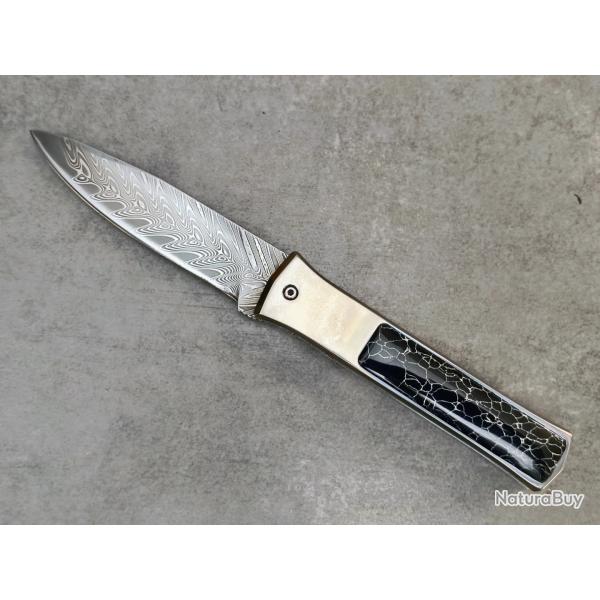 COUTEAU ARTISANAL OTF DAMAS / TITANE