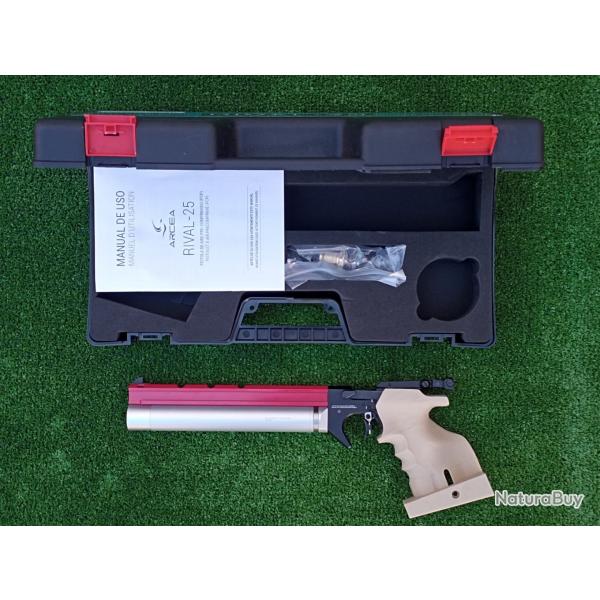 PISTOLET TIR OLYMPIQUE PCP ARCEA-SNOWPEAK PP20  4,5 mm 7,5 Joul. CAMEL-RAIL ROUGE (Gaucher)