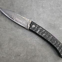 COUTEAU ARTISANAL OTF DAMAS / TITANE / FAT CARBONE