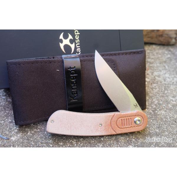 Couteau Kansept Reverie Brown Manche Micarta Lame Acier 154CM IKBS Linerlock Clip 2025A6