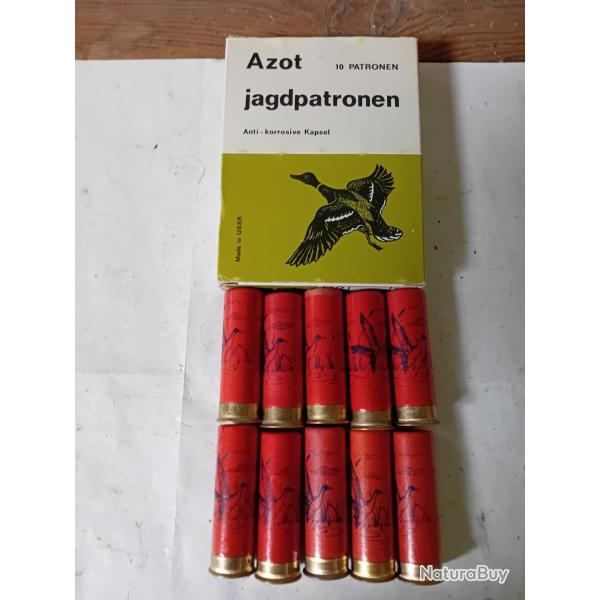 Belle et rare bote  de 10 cartouches anciennes cal 12  "AZOT" USSR douilles cartons