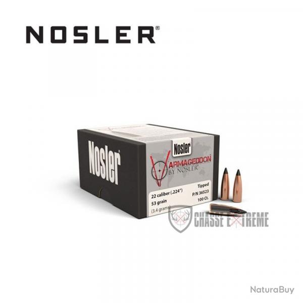 100 Ogives NOSLER Cal 22 53 Gr Tipped Fb