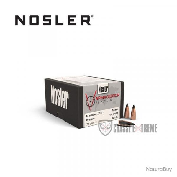 100 Ogives NOSLER Cal 22 40 Gr Tipped Fb