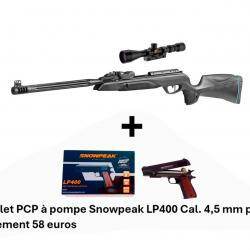 PACK COMBINÉ ! Carabine + Lunette Speedster IGT 10X GEN2i C. 4,5 mm + P. SNOWPEAK LP400 Cal. 4,5 mm
