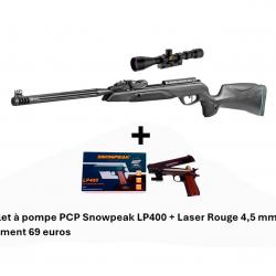 PACK COMBINÉ ! Carabine + Lunette Speedster IGT 10X GEN2i 4,5 mm + P. SNOWPEAK LP400 4,5 mm + LASER