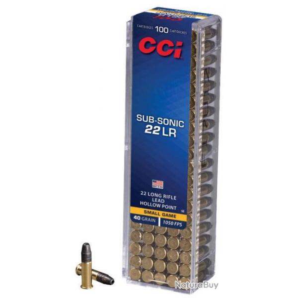 100 CCI C/22LR Subsonic HP 40 Grains Pointe Creuse