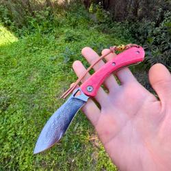 Couteau pliant lame acier damas cran forcé original collection custom #300