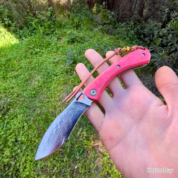 Couteau pliant lame acier damas cran forc original collection custom #300