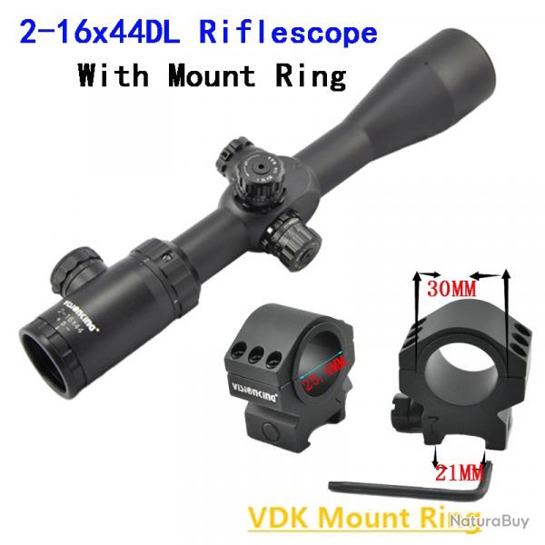 Visionking-Lunette de chasse  grande vue, -**2-16x44 21mm Low rings
