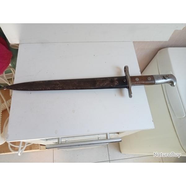 baionnette suisse numrot avec fourreau en mtal longueur lame double tranchant 30 cm, super tat