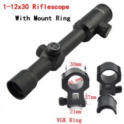Visionking-Lunette de chasse à grande vue, -**1-12x30 21mm High Ring