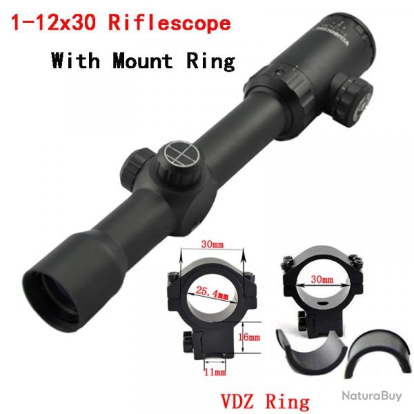 Visionking-Lunette de chasse  grande vue, -**1-12x30 11mm Low Ring