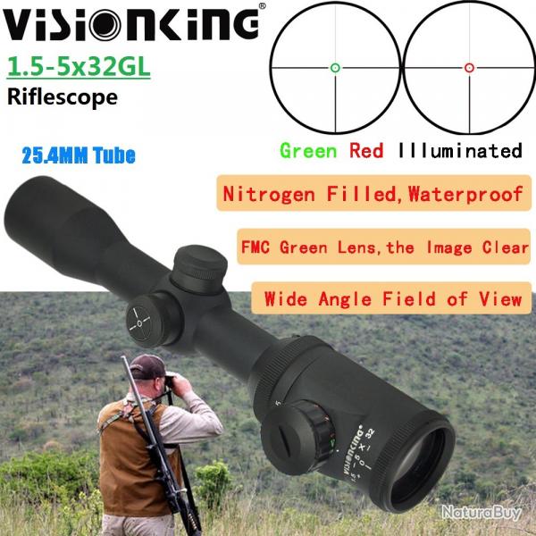 Visionking-Lunette de chasse  grande vue, -**1.5-5x32 Sight