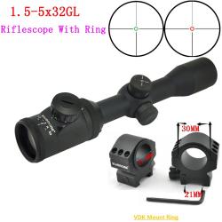 Visionking-Lunette de chasse à grande vue, -**1.5-5x32 Sight 21mm Low Ring
