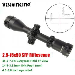 Visionking-Lunette de chasse à grande vue,tube de 30mm -**2.5-15x50 Sight