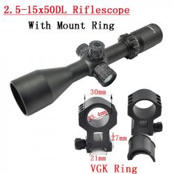 Visionking-Lunette de chasse à grande vue,tube de 30mm -**2.5-15x50 21mm High Ring