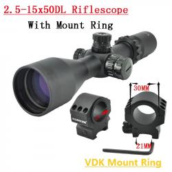 Visionking-Lunette de chasse à grande vue,tube de 30mm -**2.5-15x50 21mm Low Ring