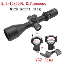 Visionking-Lunette de chasse à grande vue,tube de 30mm -**2.5-15x50 11mm High Ring