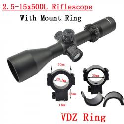 Visionking-Lunette de chasse à grande vue,tube de 30mm -**2.5-15x50 21mm Low