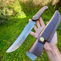 Grand couteau en acier damas full tang avec étui chasse solide collection #301