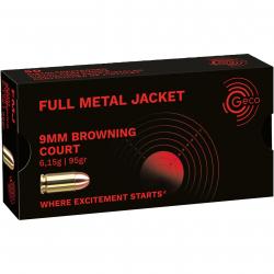 9 mm Browning court blindée à tête ronde 95grs. (Calibre: .9mm Court)