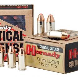 Cartouches HORNADY cal : 9x19 115 GR FTX X25
