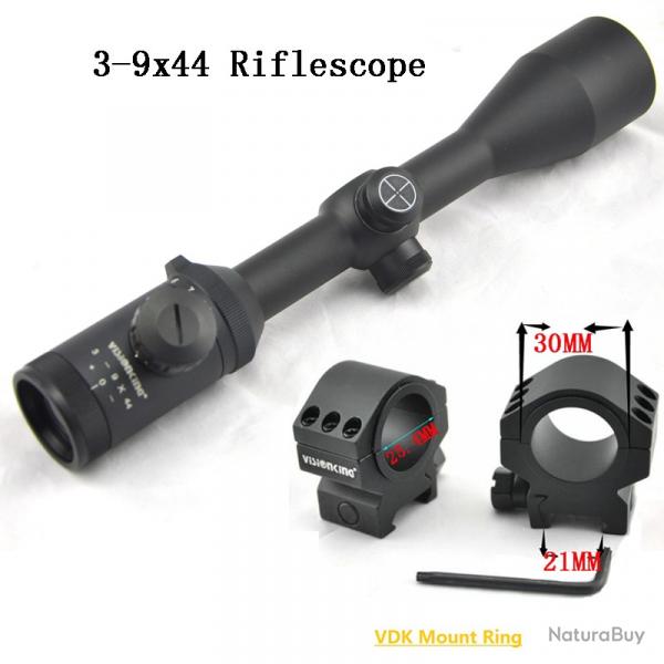 Visionking-Lunette de chasse  grande vue  3-9x44, FMC, Mil-dot -**21mm Low Ring