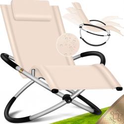 Chaise Longue de Relaxation Transat Jardin Pliante Beige Pelouse