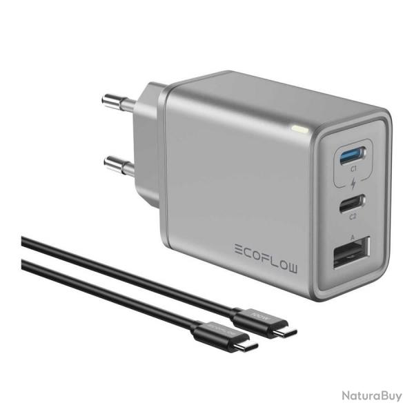 Chargeur Gan Rapid 65W EcoFlow avec cble de 100W