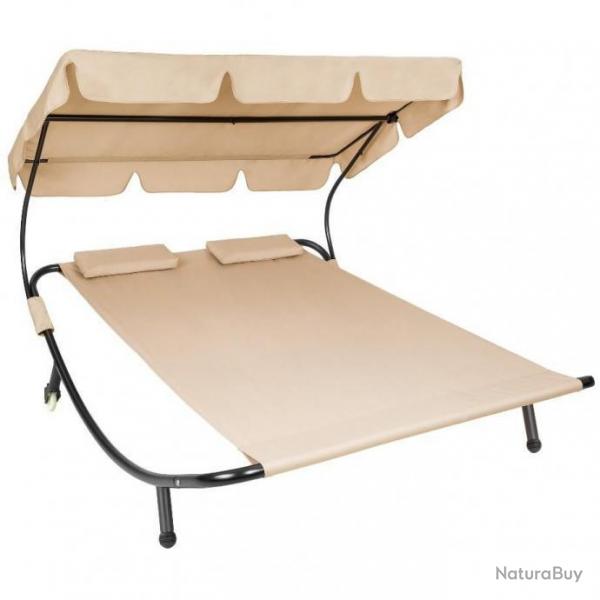 Chaise Longue Transat Bain de Soleil 2 Places + Coussins Terrasse