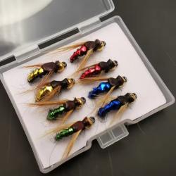 Kit de mouches de pêche à la mouche appât artificiel nymphe mouche réalistes  4 couleur 8 pc