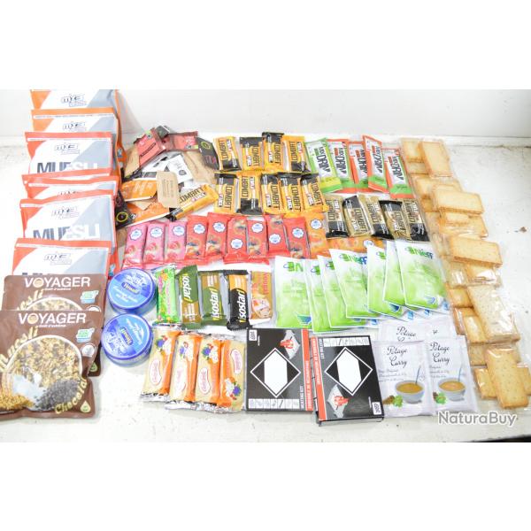 Lot aliments ration survie chasse airsoft sortie nature dbardage Biscuits barres nergiques rchaud