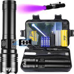 Lampe Torche LED Tactique Ultra Puissante 500000 Lumens Batterie 5000mAh Étanche IP67 USB