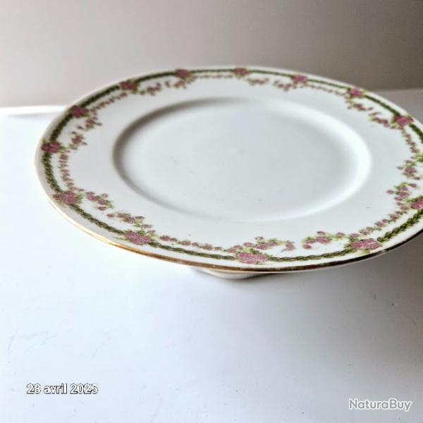 Compotier prsentoir de peits gateaux ou chocolats en porcelaine blanche de limoges , vintage