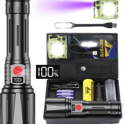 Lampe Torche LED Tactique 500000 Lumens Ultra Puissante Batterie 5000mAh Étanche IPX6 Flashlight
