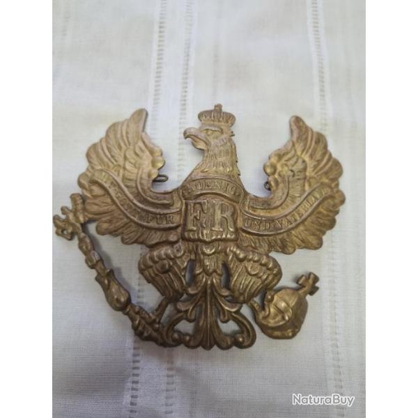 Plaque Prusse en  LAITON de casque  pointe en reproduction, aigle Prusse   A25s12