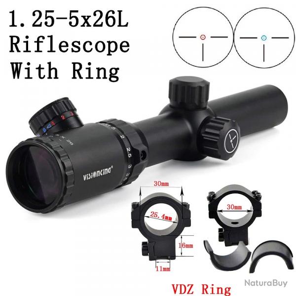 Visionking-Lunette de vise tanche -** 1.25-5X26  11mm Low Ring - LIVRAISON GRATUITE !!