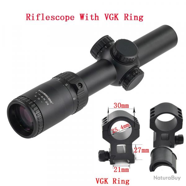 Visionking grande vue 1-8x24 longue porte illumine -**21mm High Ring LIVRAISON GRATUITE !!