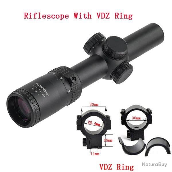 Visionking grande vue 1-8x24 longue porte illumine -**11mm Low Ring LIVRAISON GRATUITE !!