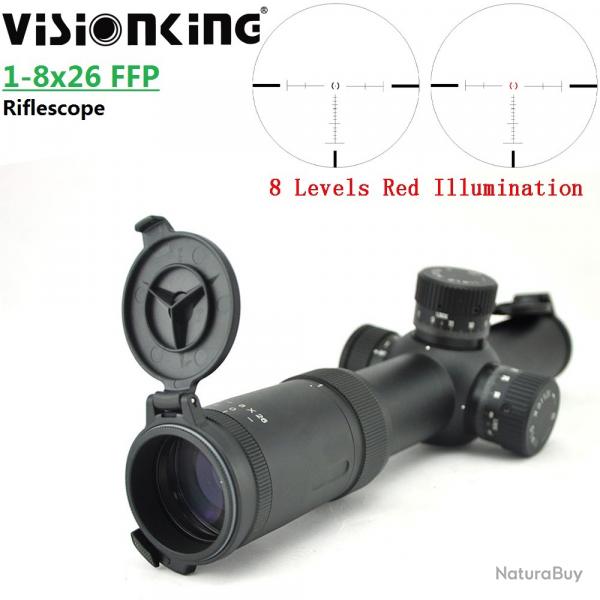 Visionking grande vue 1-8x26 FFP, FMC 1/10 Mil -**21mm Ring LIVRAISON GRATUITE !!