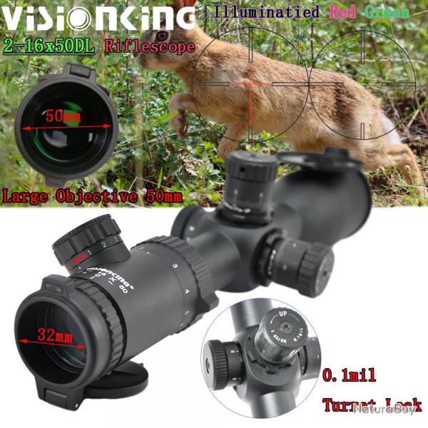 Visionking-Lunette de vise  longue porte tube de 30mm -** 2-16x50 Sight LIVRAISON GRATUITE !!